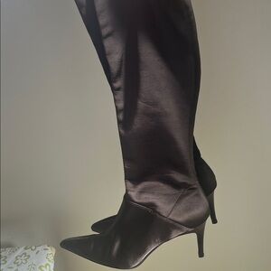 Y2K ZARA  Chocolate Brown satin (scrunchie option) Knee-High Women's Boots